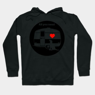 ALL YOU NEED HEART DOG CARAVAN BLACK Hoodie